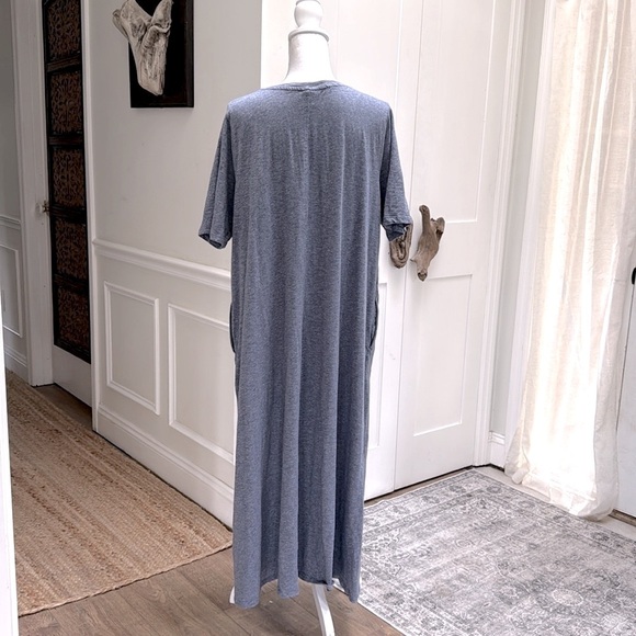 J.Jill Women’s Blue Heathered Cotton Blend Maxi Dress 1X Relaxed Fit Summer Fall - Picture 3 of 10